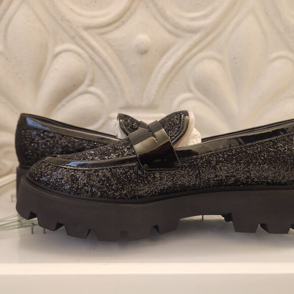 Franco Sarto Black Glitter Loafers - Picture 7 of 13